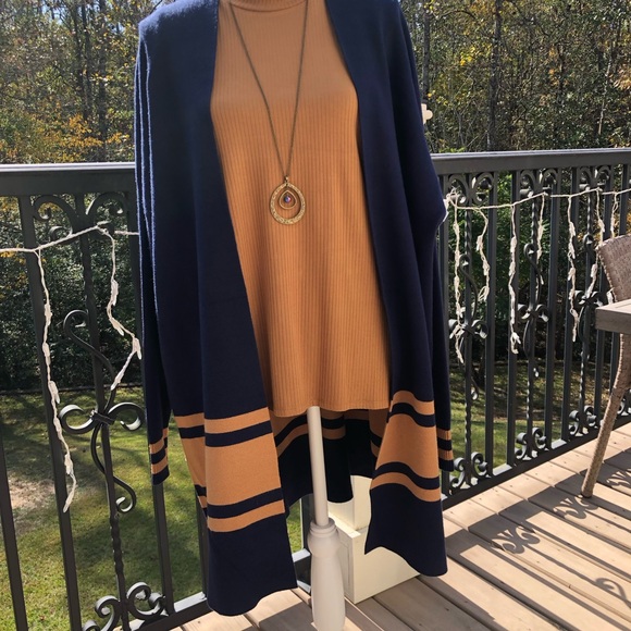 NWT Crown and Ivy Navy color block  Open Cardigan- Size XL - Picture 3 of 10